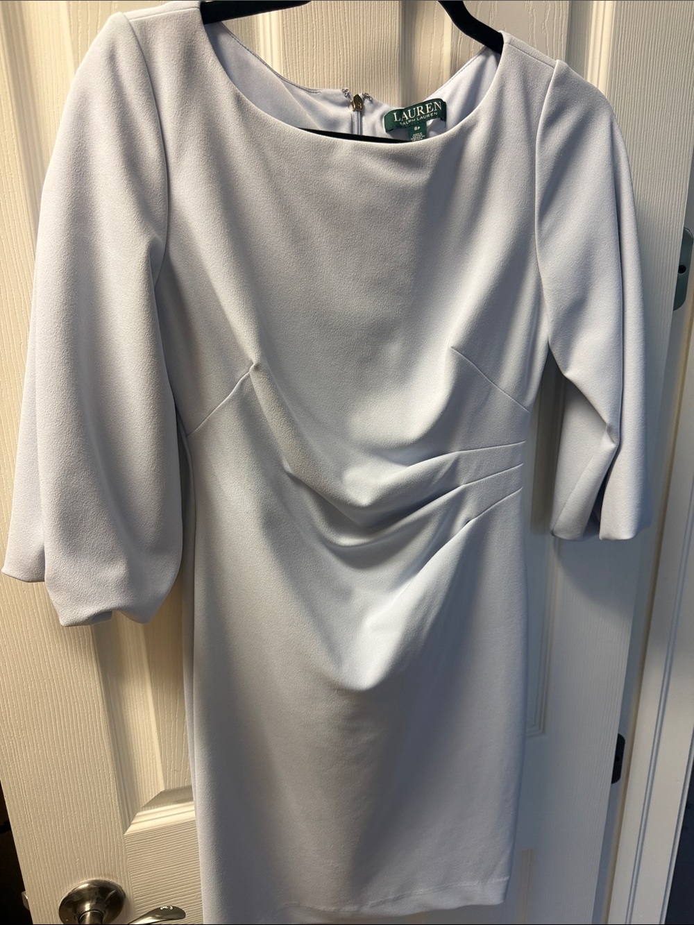 Lauren Ralph Lauren Pale Blue Draped Sheath Midi Dress 6 petite